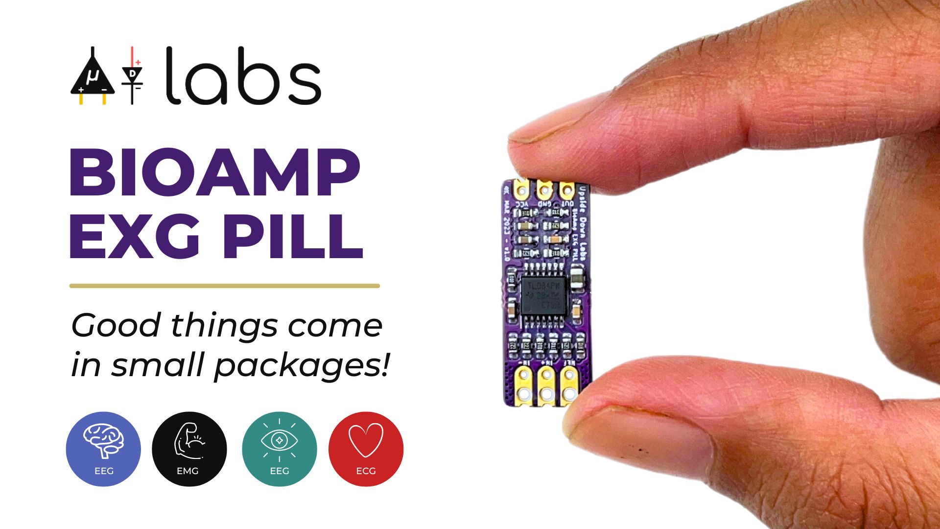Bioamp Sensor BioAmp EXG Pill - BioPotential Sensor for EMG, ECG, EOG, EEG | Upside ...